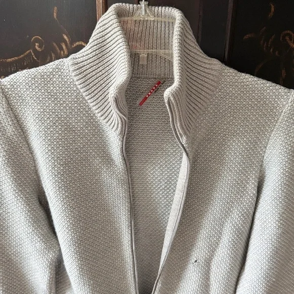 Prada made in Italy vintage gray zipper front sweater cardigan size 42